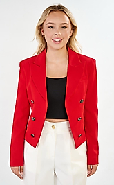 Atlas Kumaş Düğme Detaylı Kadın Blazer 38-44 Beden 1 Seri